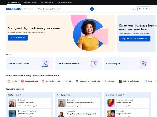 Coursera | 一流教育者提供在线课程和证书。免费加入